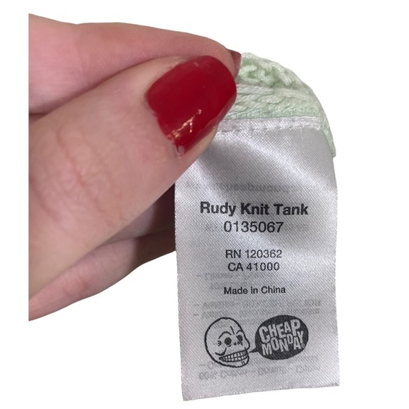 Cheap Monday Light Green Knit Sleeveless Tank Blouse Tunic Size Medium - Picture 6 of 8